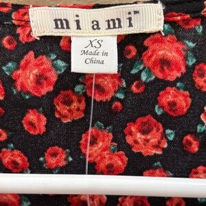 Miami Red Floral Pattern Dress XS